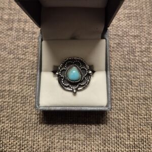 Vintage 925 Sterling Silver Ring with Genuine Turquoise Stone